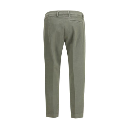 Green Cotton Casual Pants