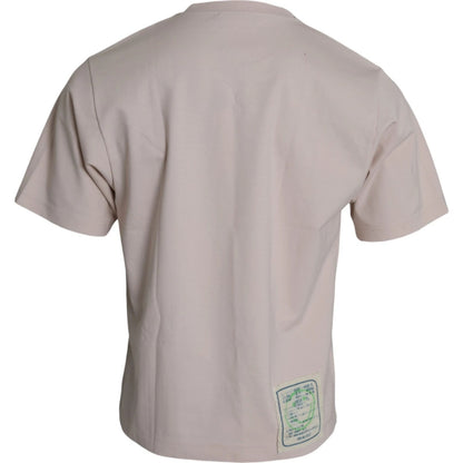 Beige Cosmic Love Cotton Crew Neck T-shirt