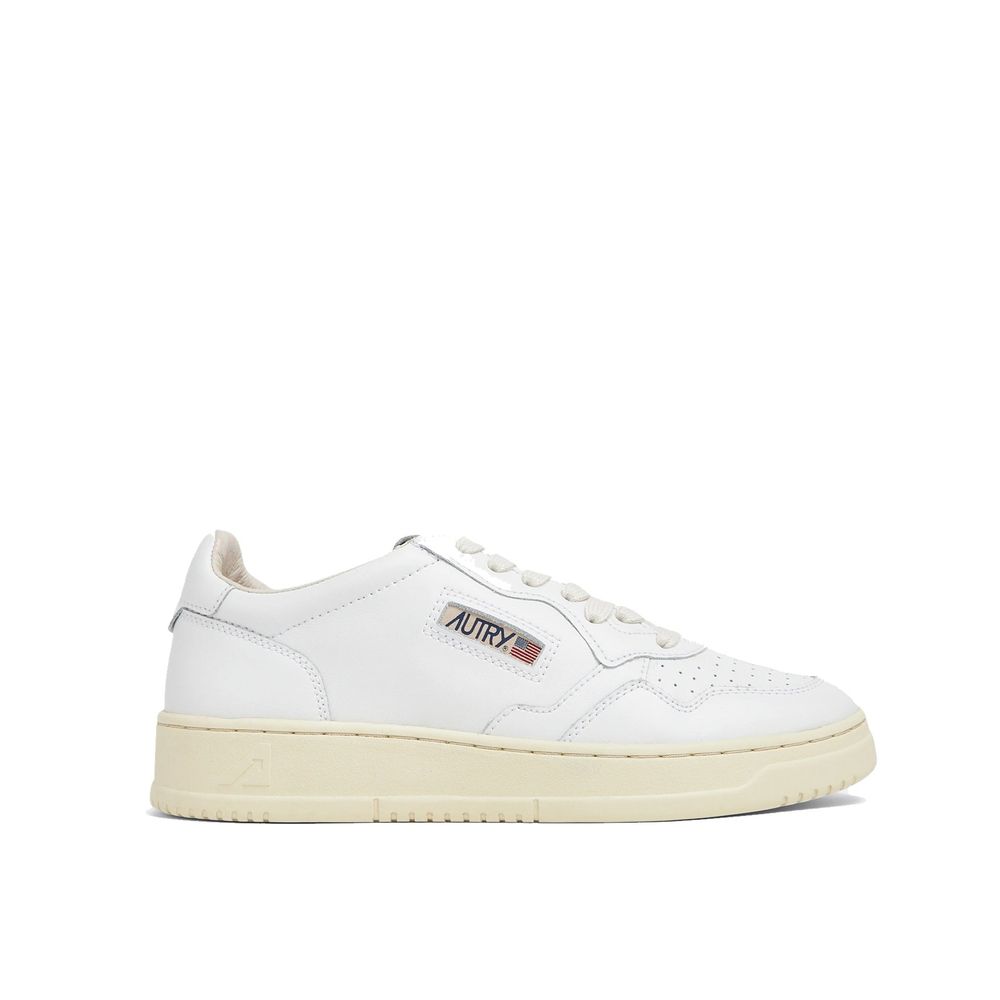 White Leather Low Top Sneakers