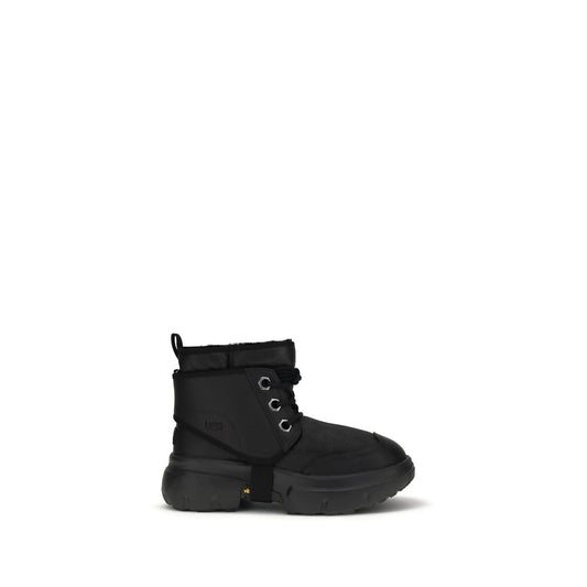 Black Leather Lace-Up Boots