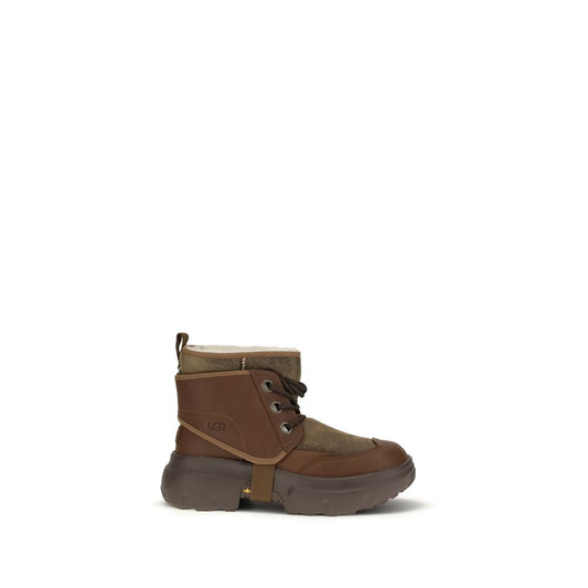 Brown Leather Lace-Up Boots