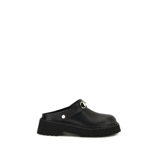 Black Leather Mules