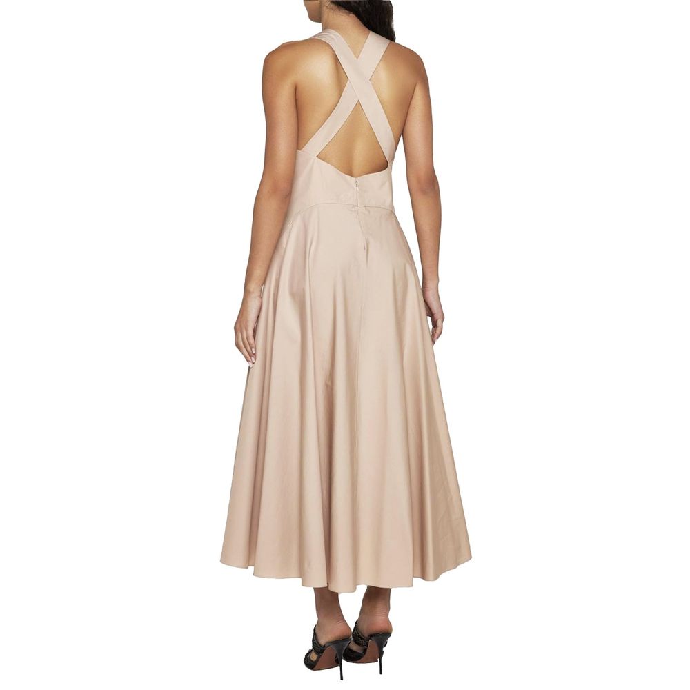 Beige Cotton Casual Dress