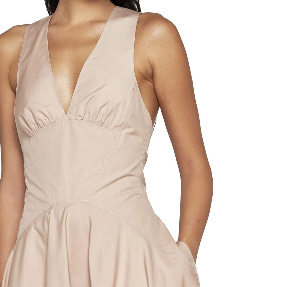 Beige Cotton Casual Dress