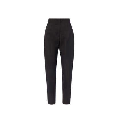 Black Elastane Casual Pants