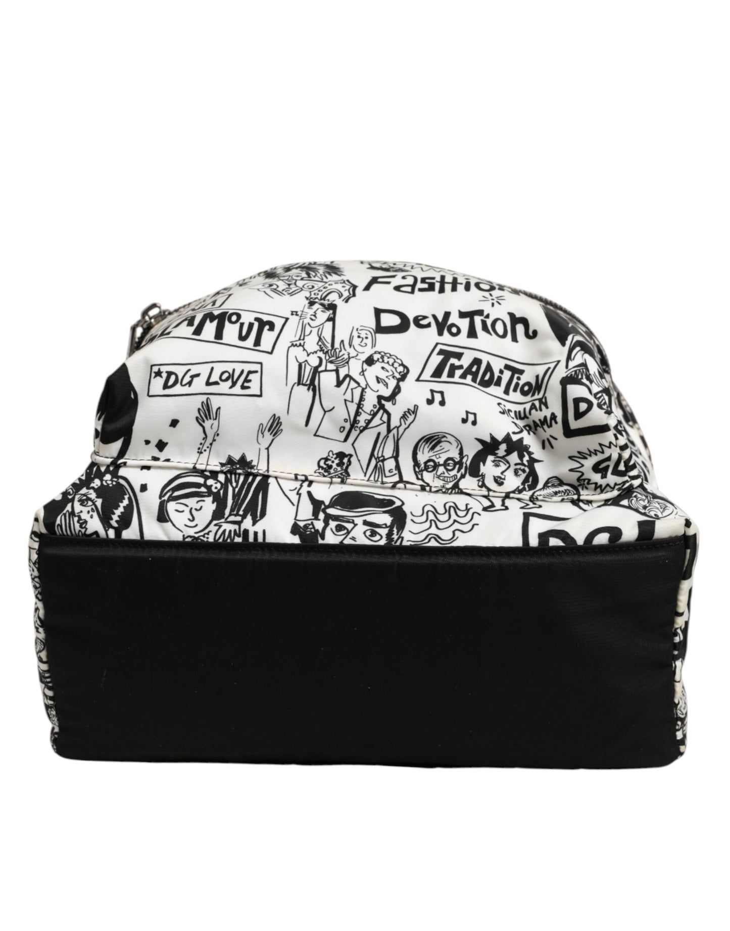 Black White Graffiti Print School Backpack Men Borse Bag