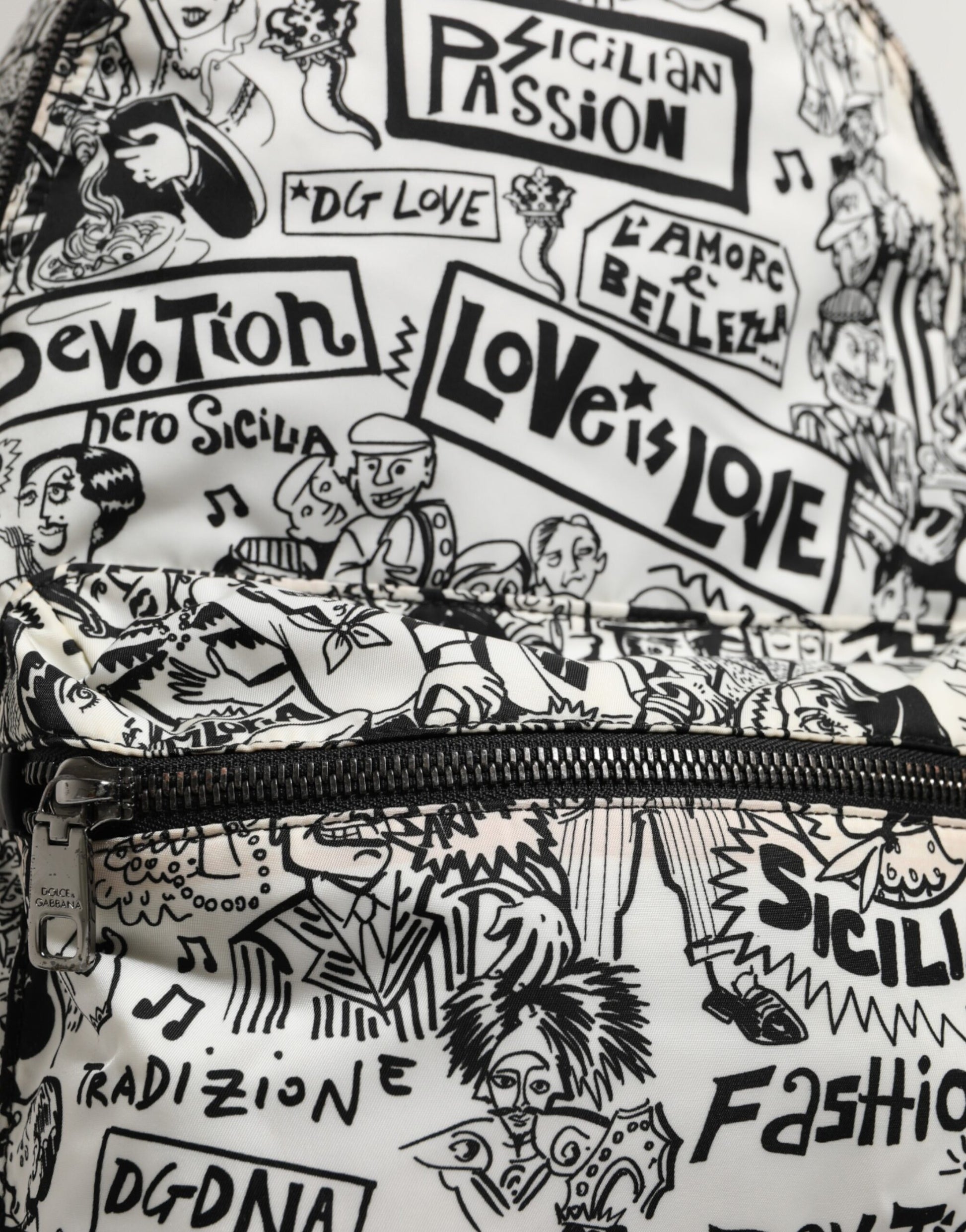 Black White Graffiti Print School Backpack Men Borse Bag