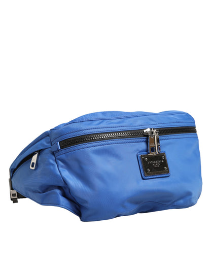 Blue Logo Plaque Nylon Waist Fanny Pack Men's Borse Bag