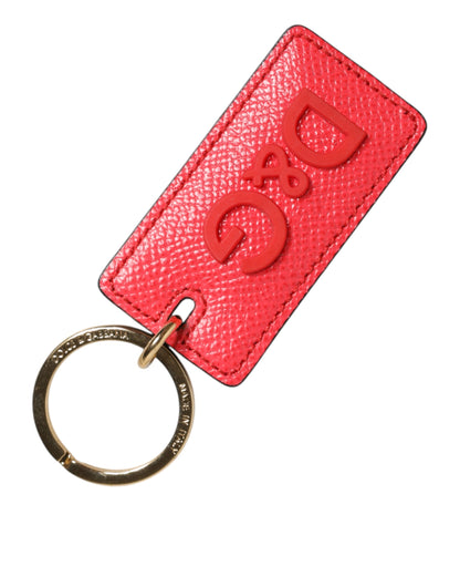 Red Calf Leather Logo Metal Ring Men Keychain Keyring