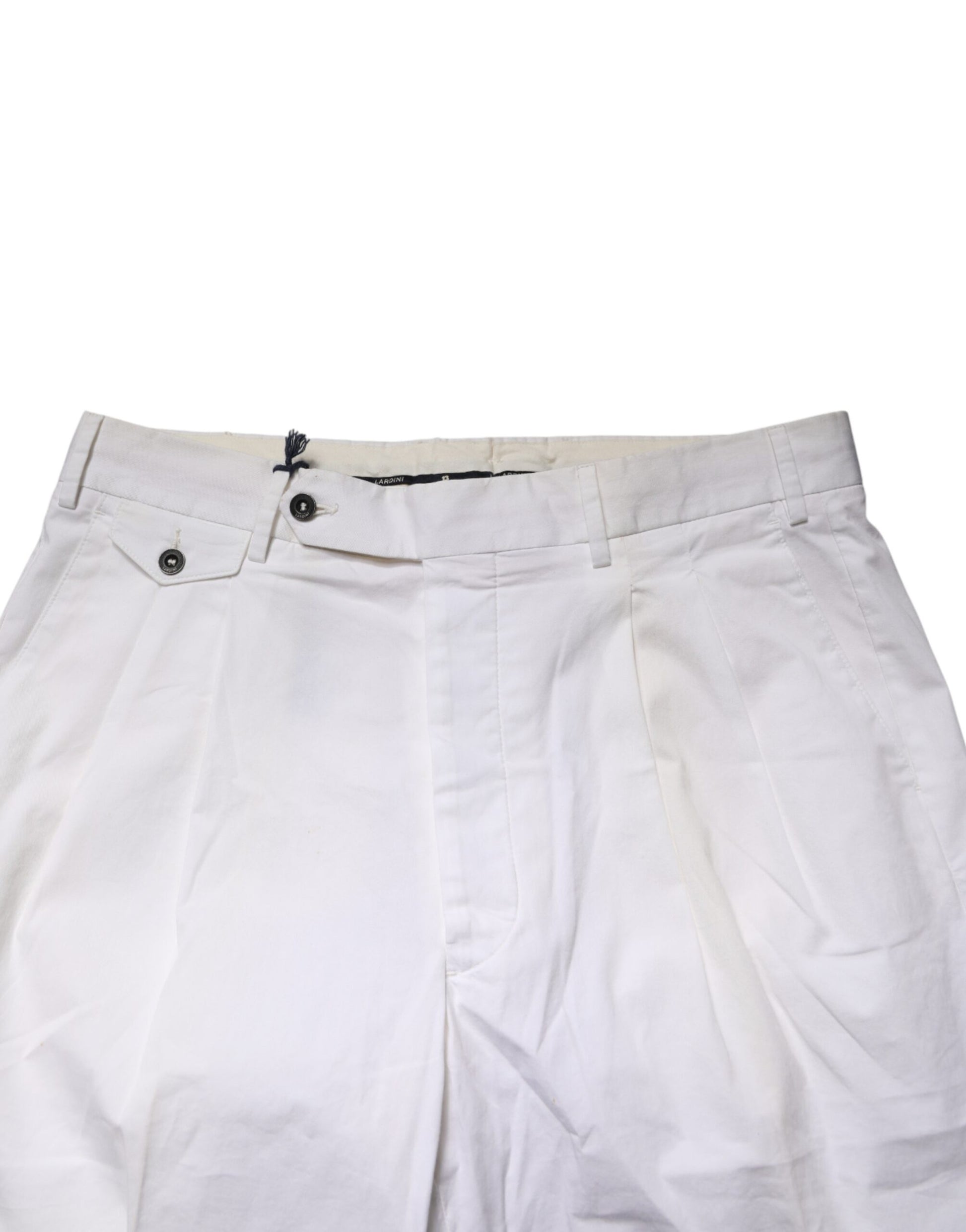 White Cotton Stretch Tapered Mid Waist Chino Pants