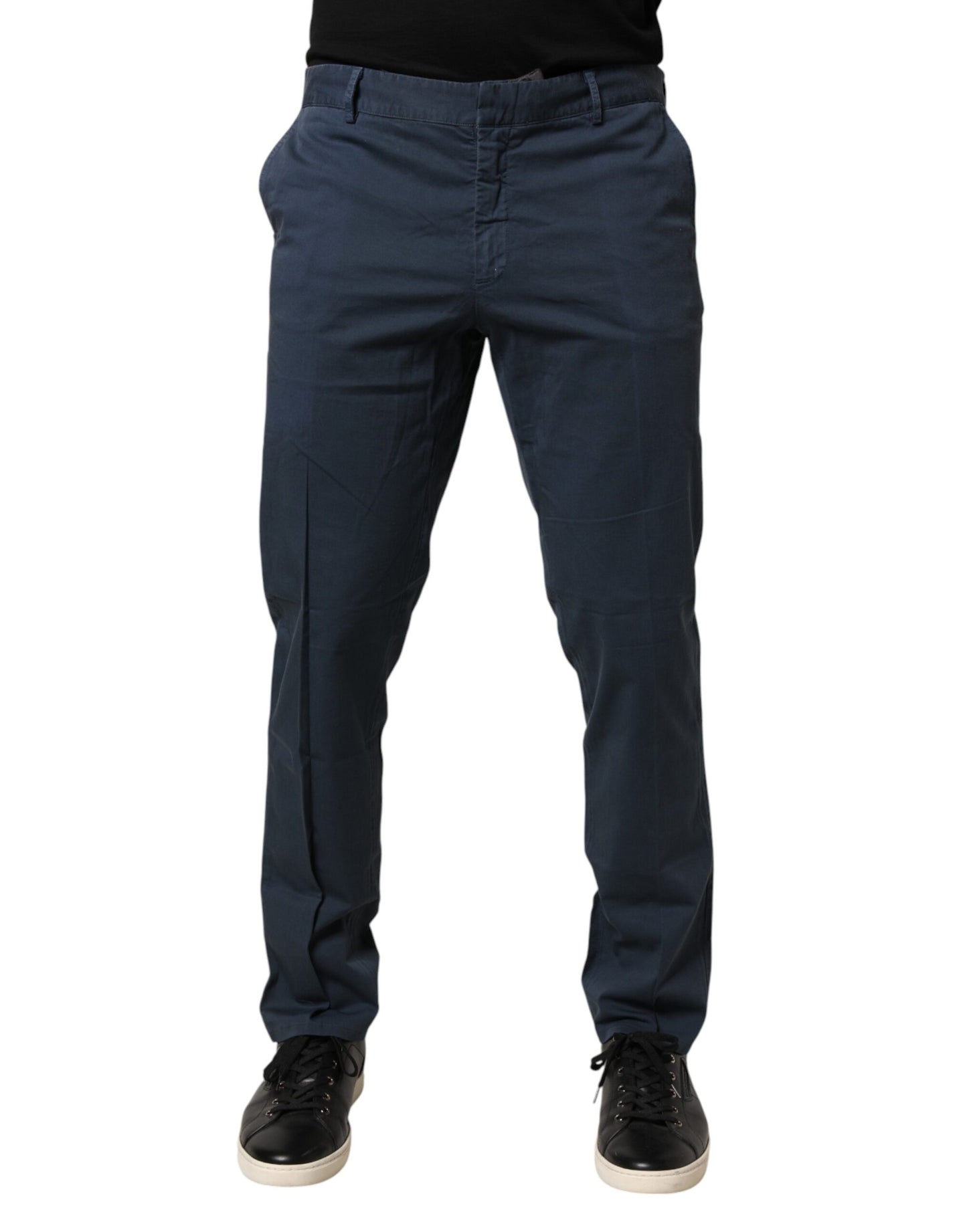 Blue Skinny Fit Mid Waist Men Chino Trouser Pants