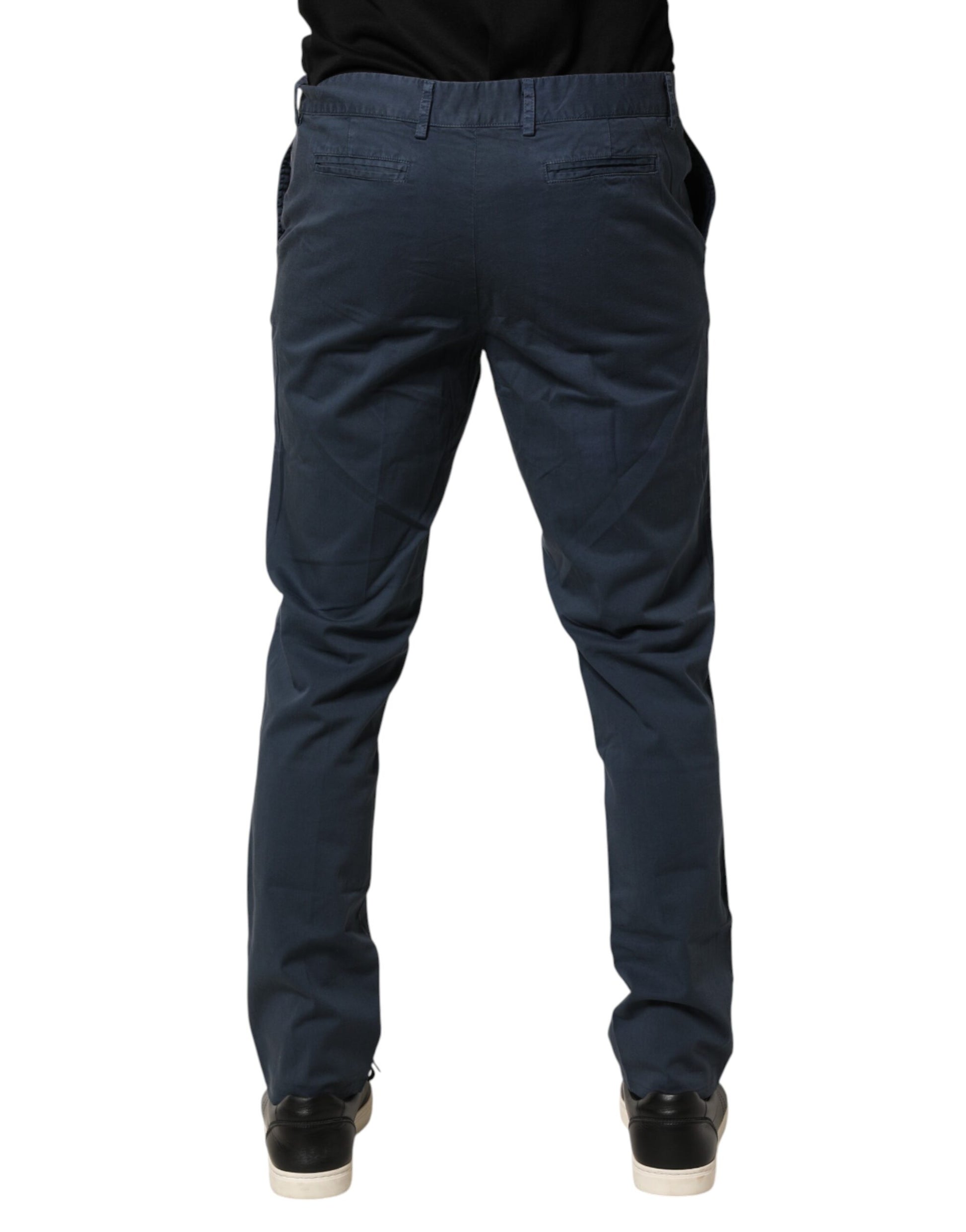 Blue Skinny Fit Mid Waist Men Chino Trouser Pants