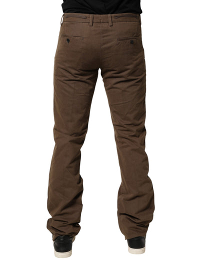 Brown Straight Cut Mid Waist Chino Men Trouser Pants