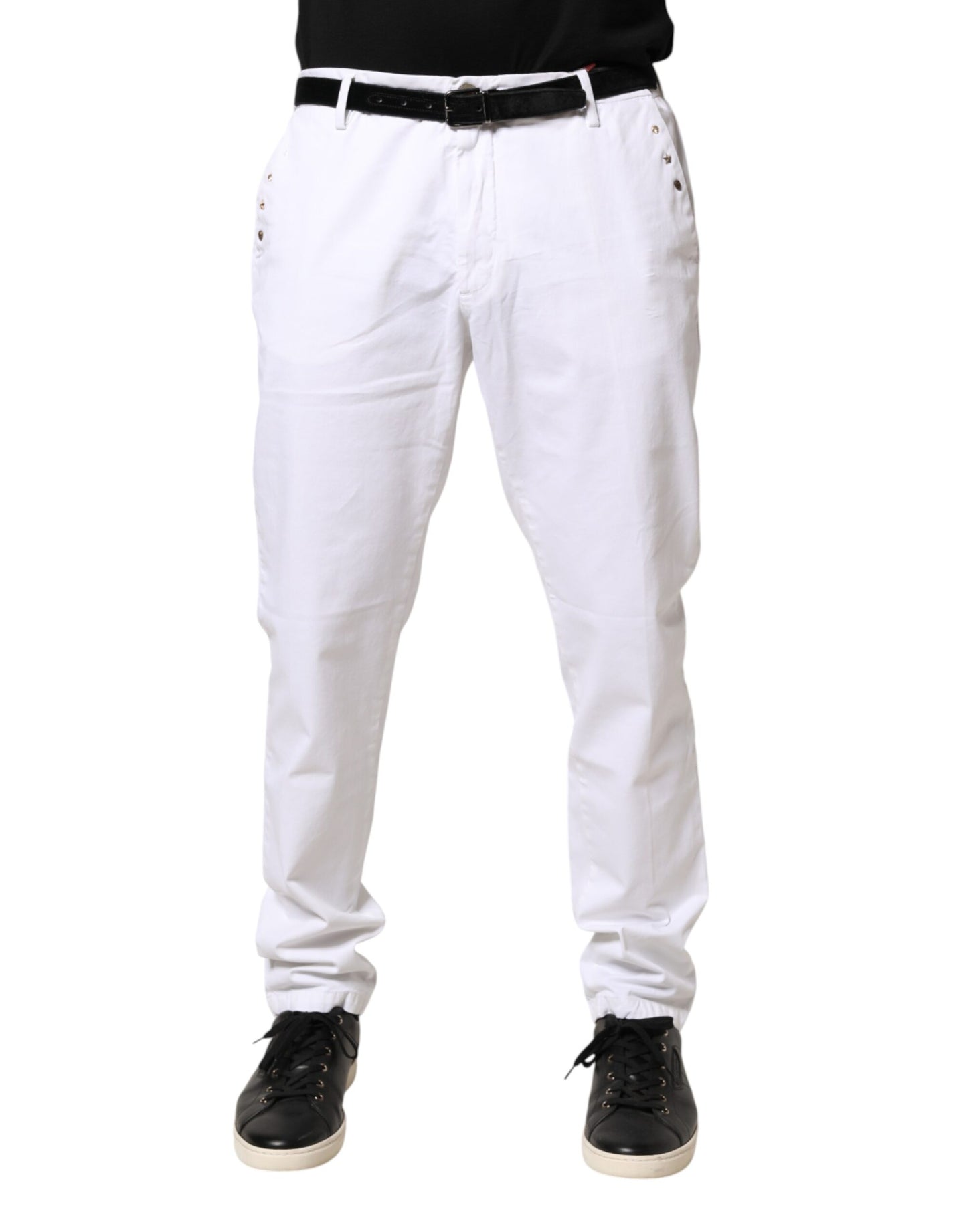 White Skinny Fit Mid Waist Men Denim Trouser Jeans