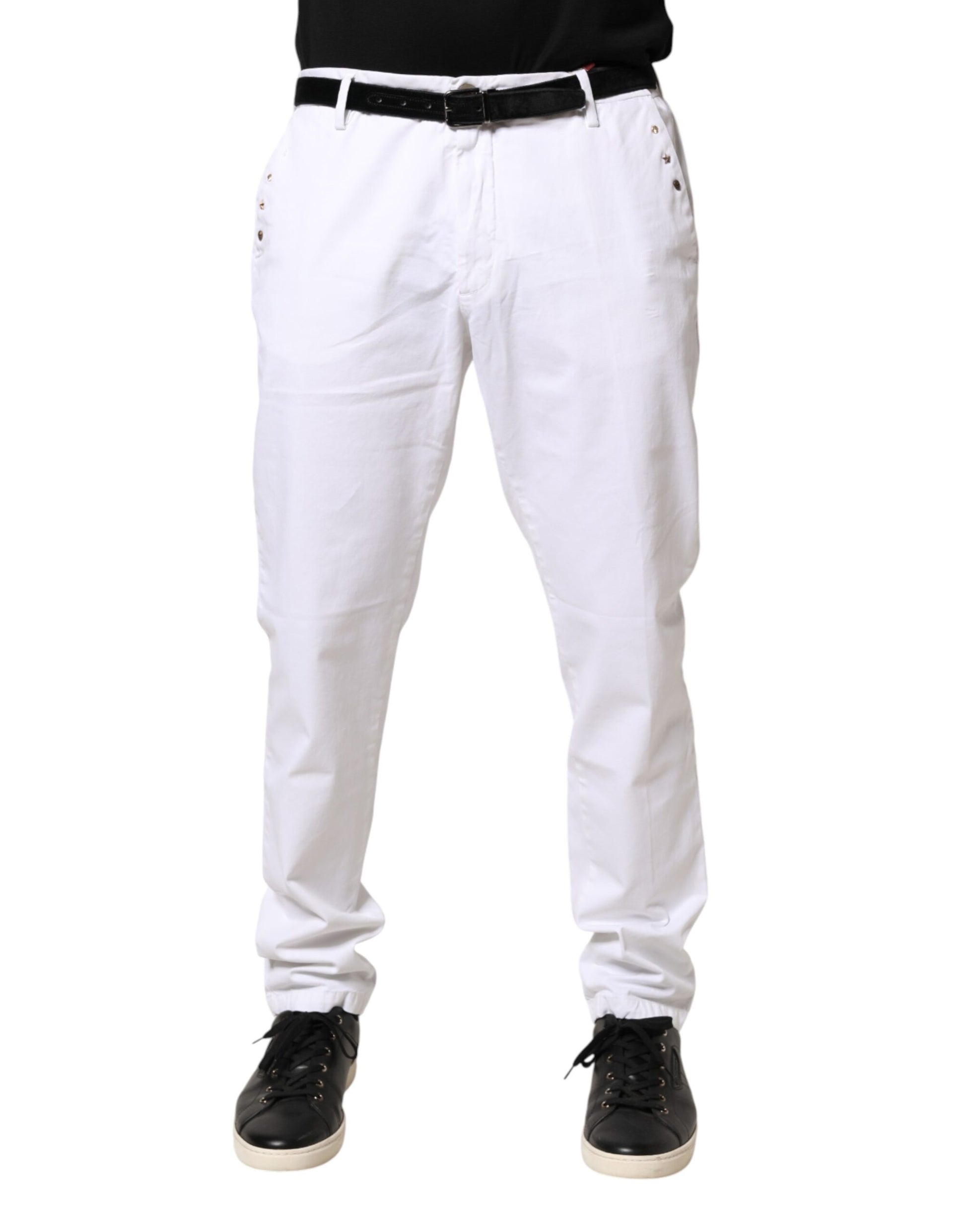 White Skinny Fit Mid Waist Men Denim Trouser Jeans