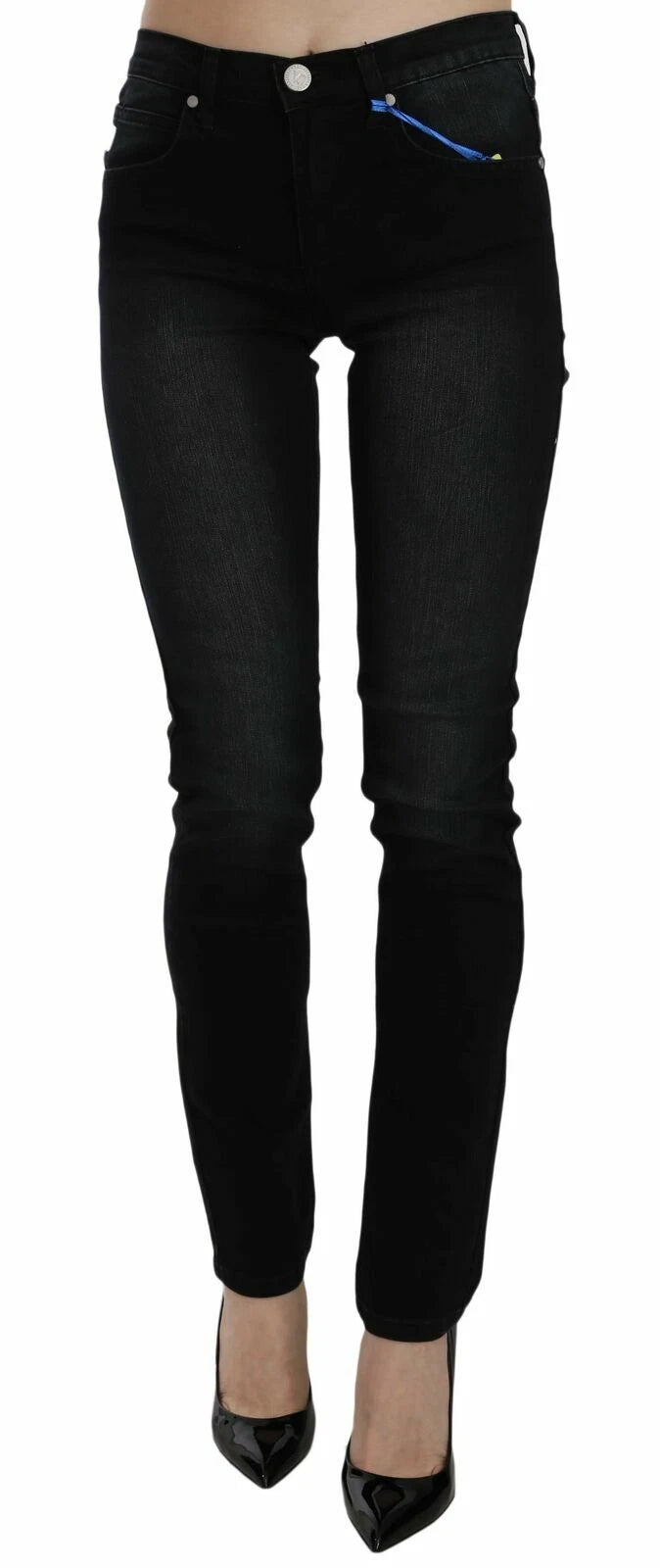 Dark Black Dora Slim Fit Denim Pants