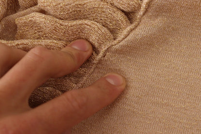 Gold Ruffles Long Sleeves Viscose Cardigan Top