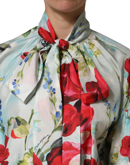 Multicolor Floral Long Sleeves Blouse Top