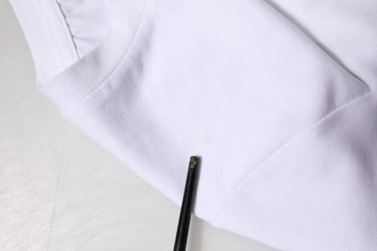 White Printed Cotton Stretch Crew Neck T-shirt