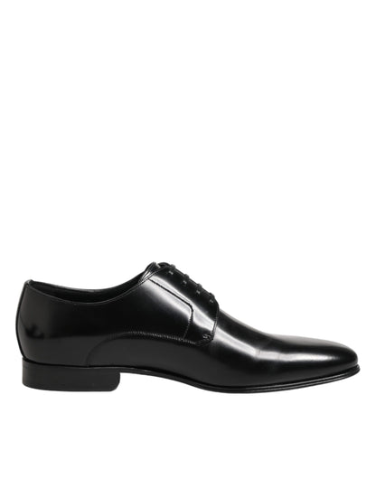 Black Calfskin Leather Derby Men Dress Shoes