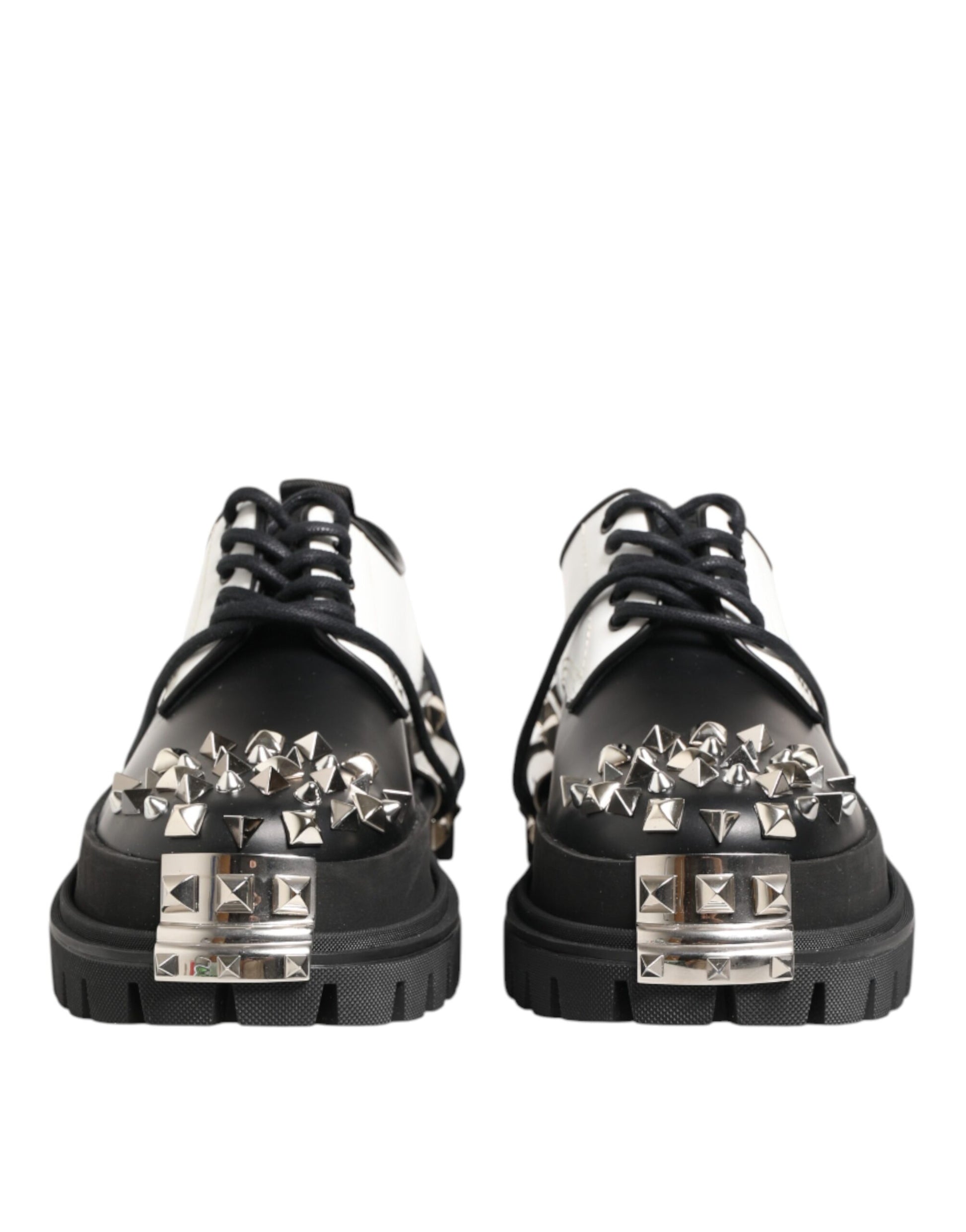 Black White Studded Men Formal Derby Shoes