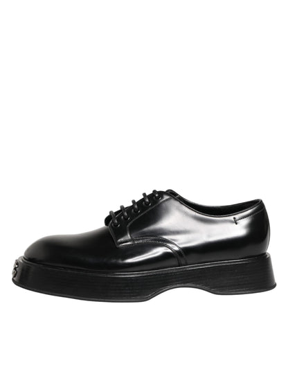 Black Calfskin Leather Men Derby Dress Shoes