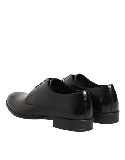 Black Calfskin Leather Derby Dress Shoes