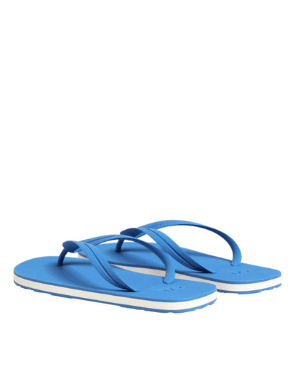 Blue White Logo Beachwear Flats Slipper Shoes
