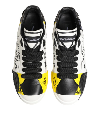 Multicolor Leather Graffiti Low Top Sneakers Shoes