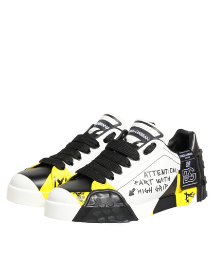 Multicolor Leather Graffiti Low Top Sneakers Shoes