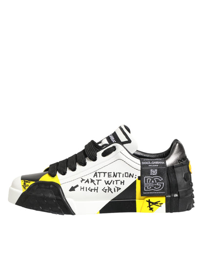 Multicolor Leather Graffiti Low Top Sneakers Shoes