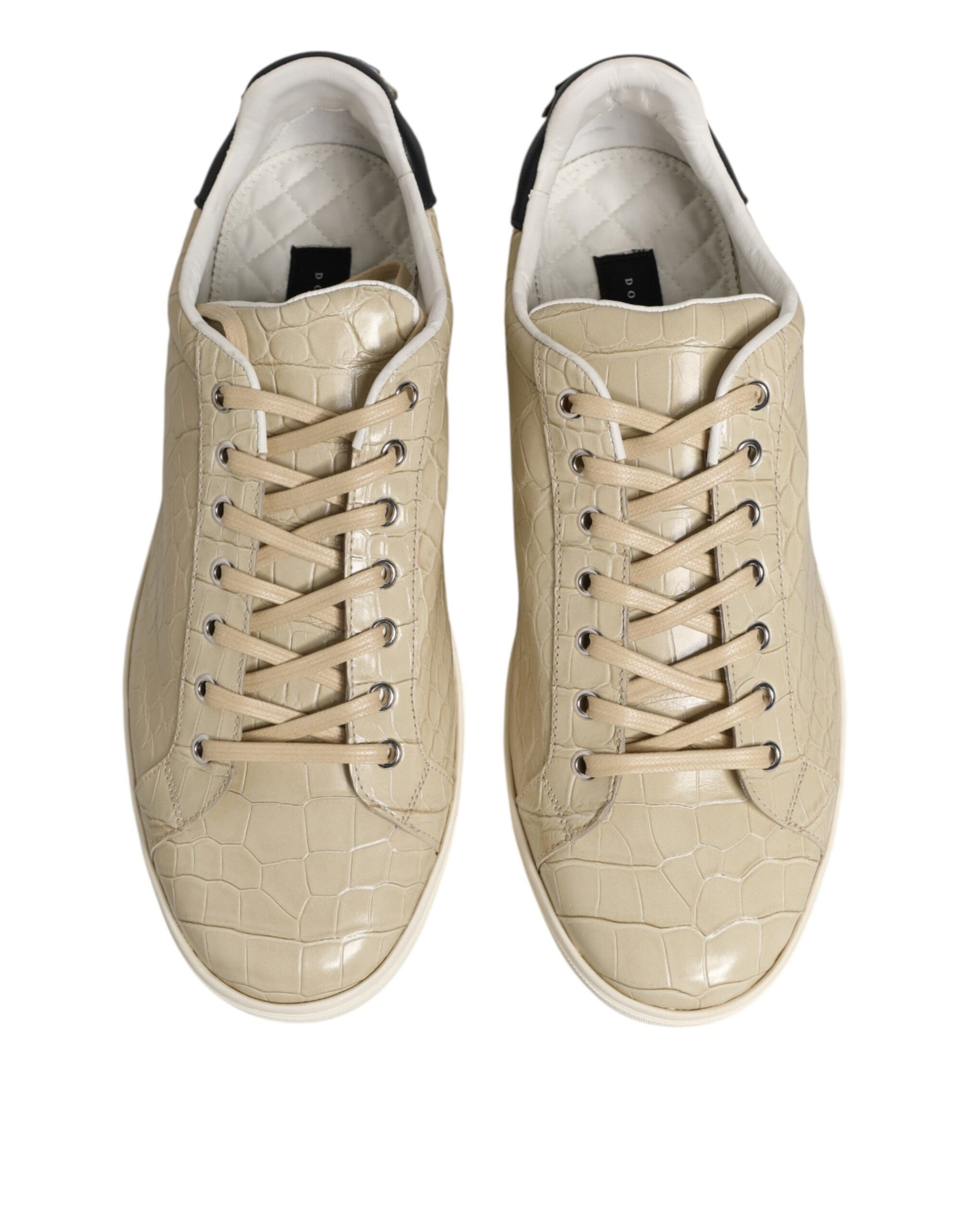 Beige London Low Top Leather Sneakers Shoes