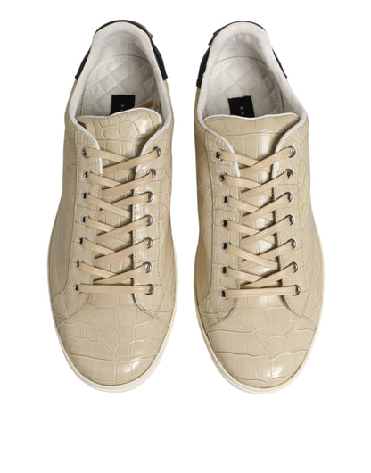 Beige London Low Top Leather Sneakers Shoes