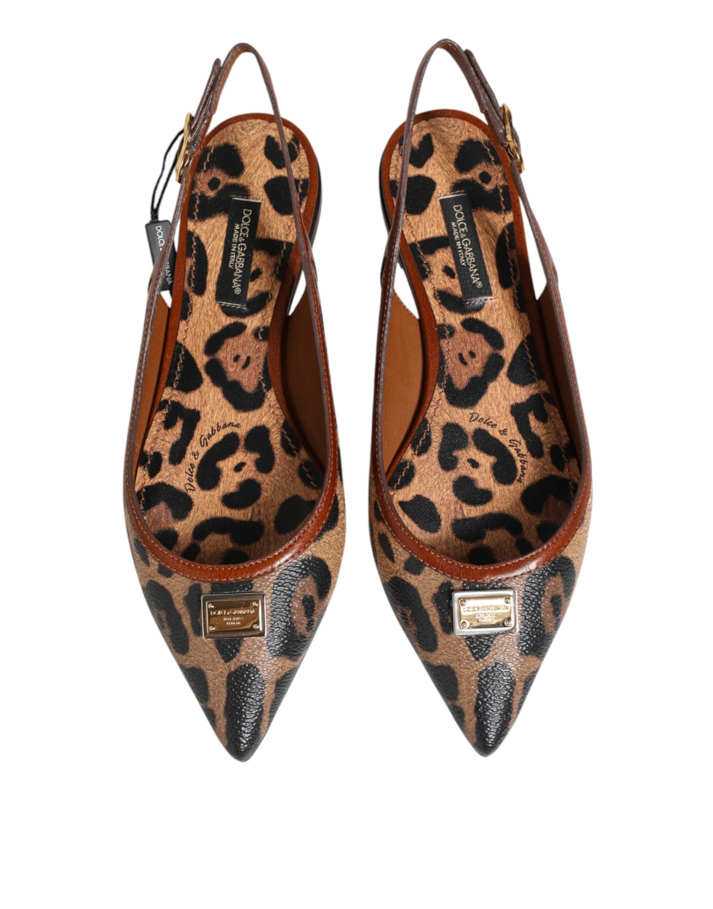 Brown Leopard Slingback Flats Sandals Shoes