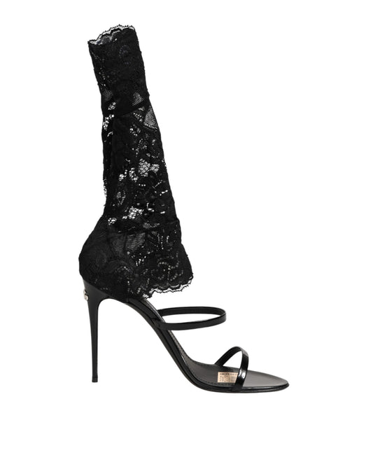 Black Floral Lace Heels SANDALS Shoes