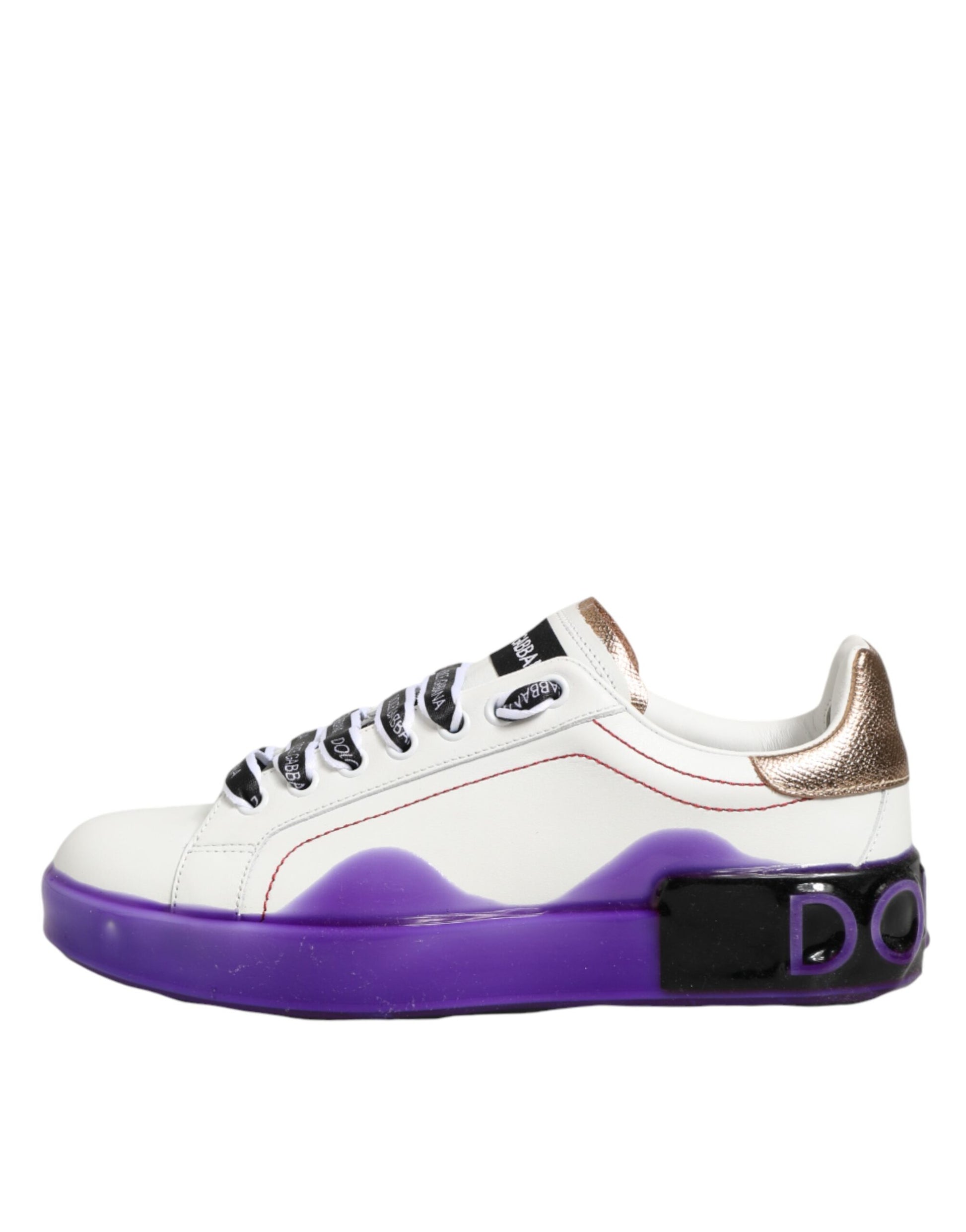 White Purple Leather Low Top Sneaker Shoes
