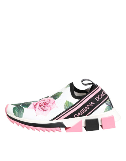 White Rose Print Sorrento Sneakers Shoes