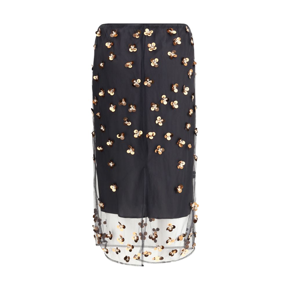 Black Polyamide Midi Skirt