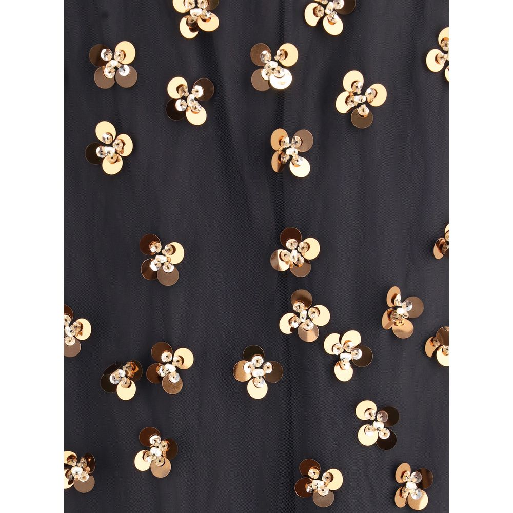 Black Polyamide Midi Skirt