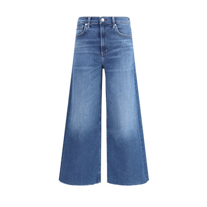 Blue Cotton Cropped Jeans