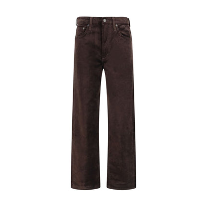Brown Cotton Straight-Leg Jeans