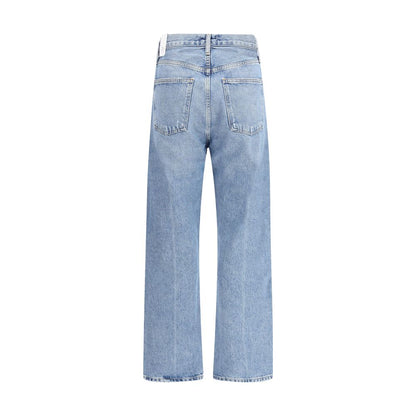Blue Cotton Straight-Leg Jeans