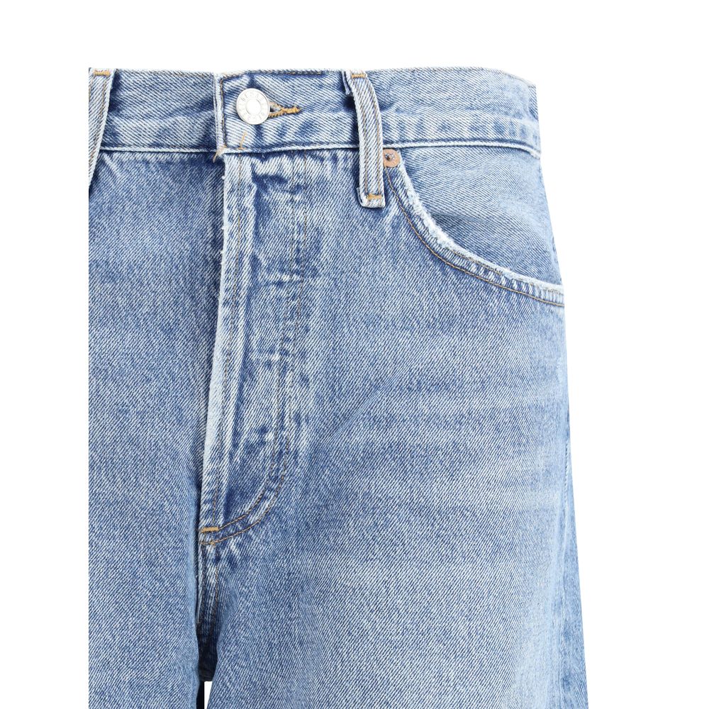 Blue Cotton Straight-Leg Jeans