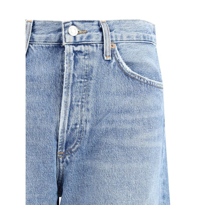 Blue Cotton Straight-Leg Jeans