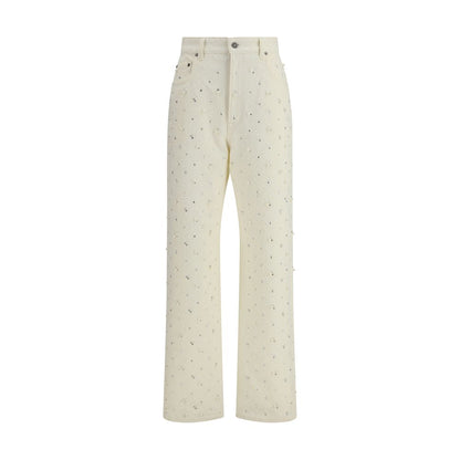 White Cotton Casual Pants