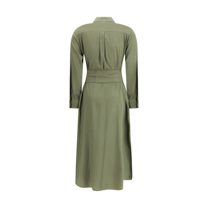 Green Silk Casual Dress