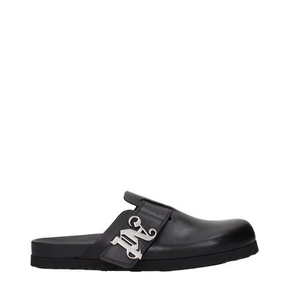 Black Leather Slippers