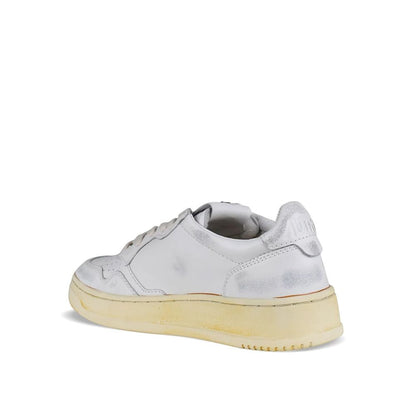 White Leather Low Top Sneakers