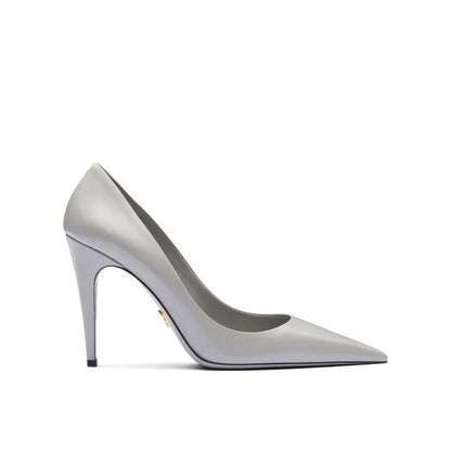 Gray Leather High Heel Pumps