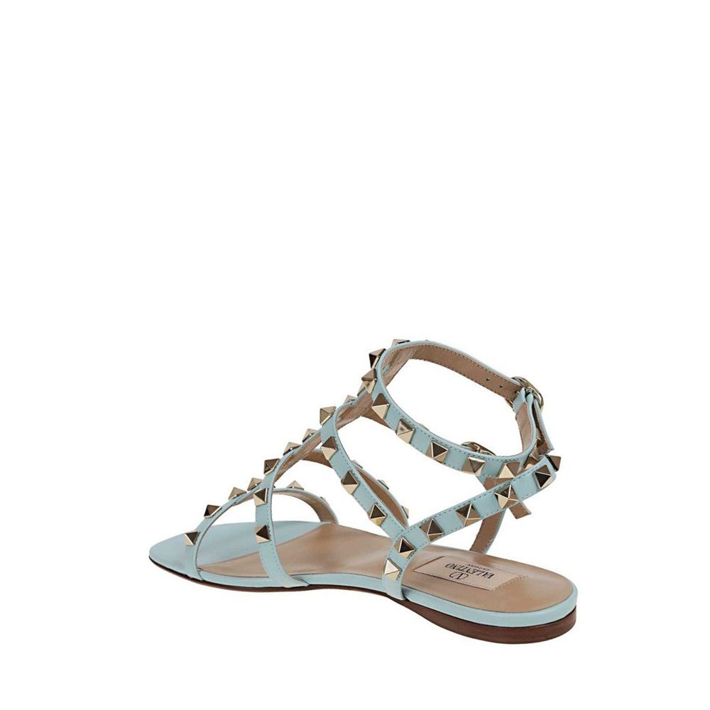 Blue Calfskin Strap-On Sandals